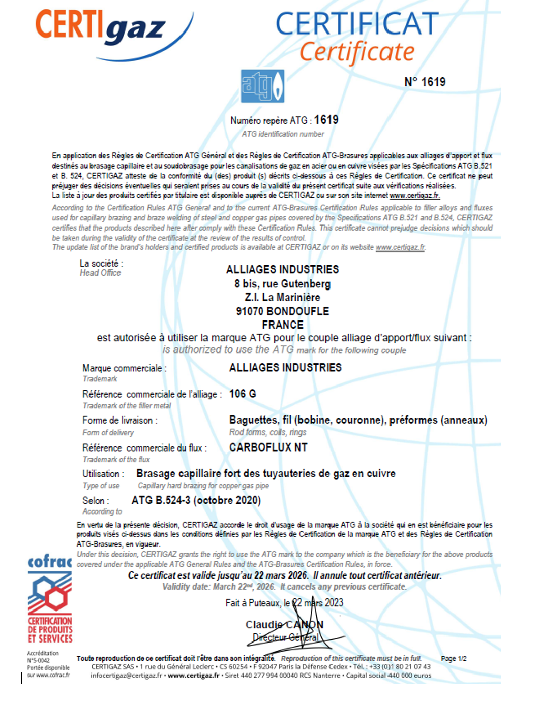 AG6PSi - Alliage Argent cuivre phosphore - 6% Argent