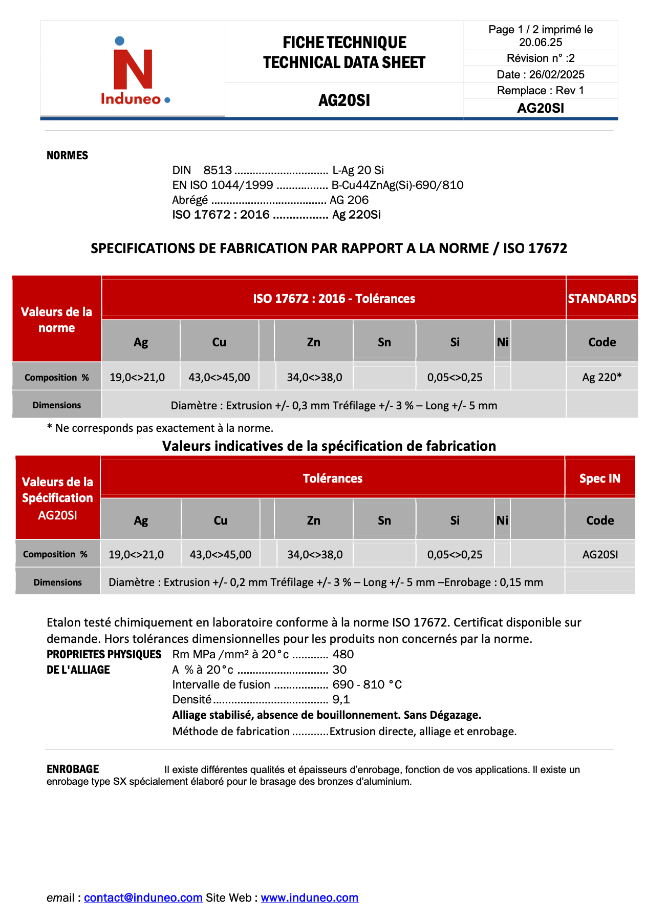 AG20SI - Brasure Argent nue - 20% Argent