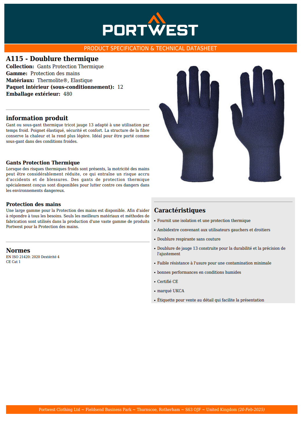 Gant - Doublure thermique