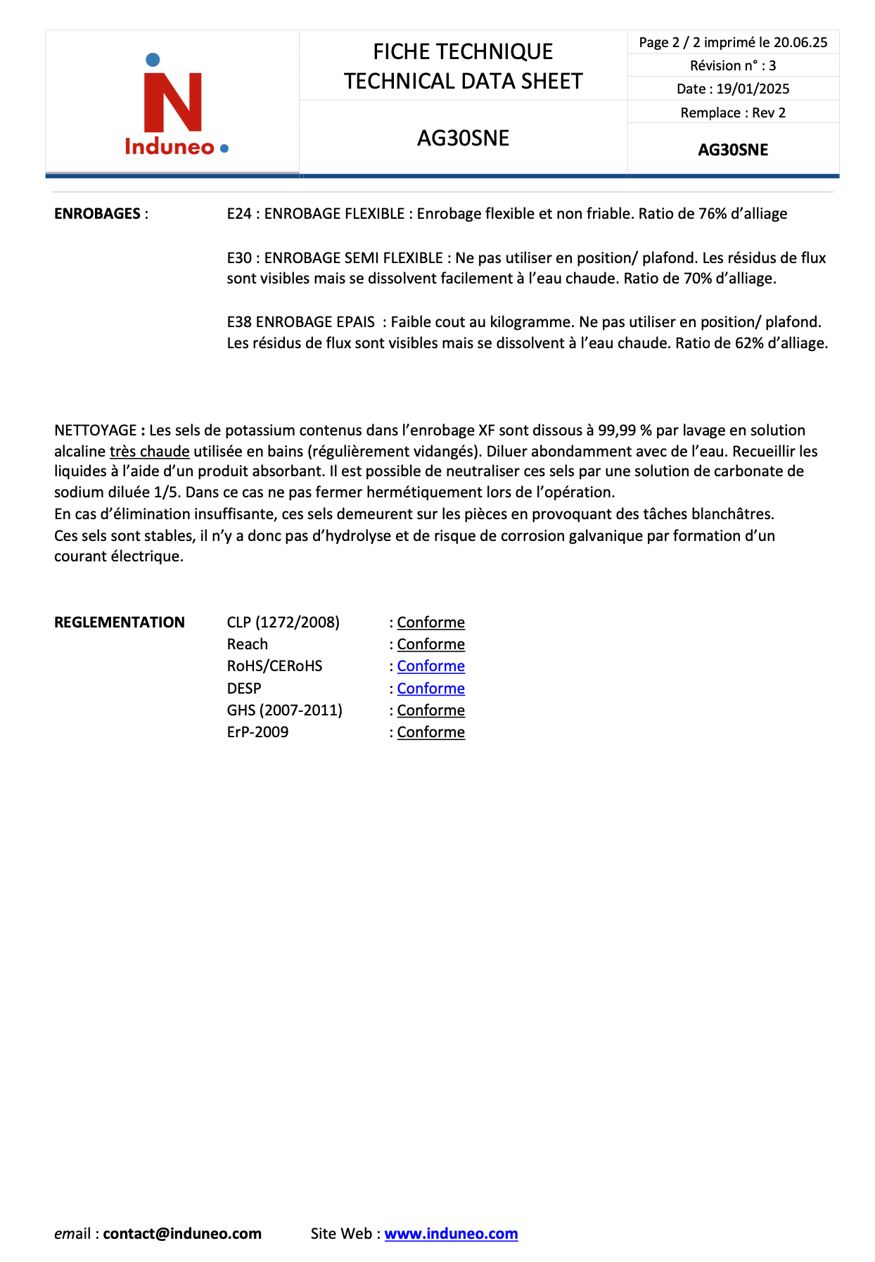 Fiche technique 2 de brasure argent 30 pour cent