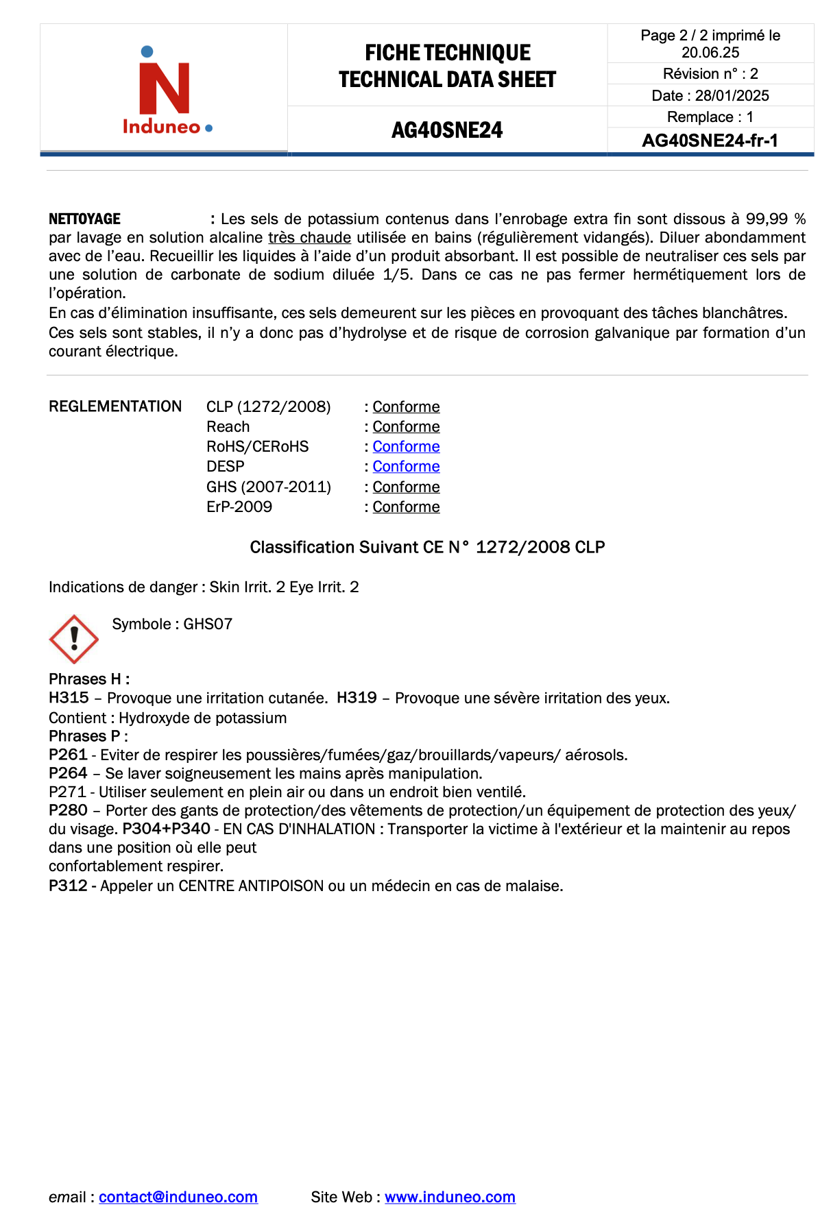 Fiche technique 2 de brasure argent 40 pour cent