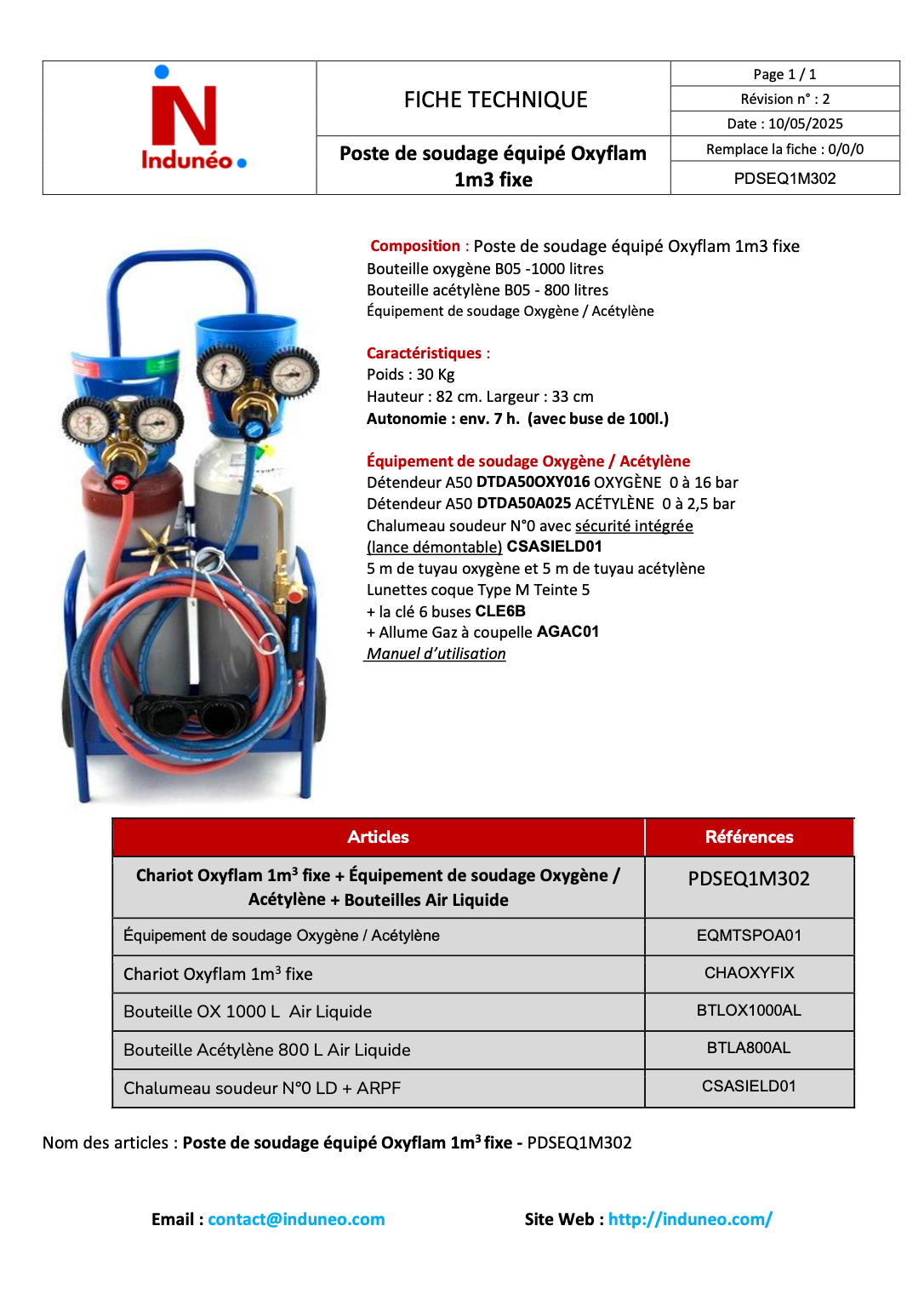 Poste à souder équipé Oxyflam 1m3 fixe complet